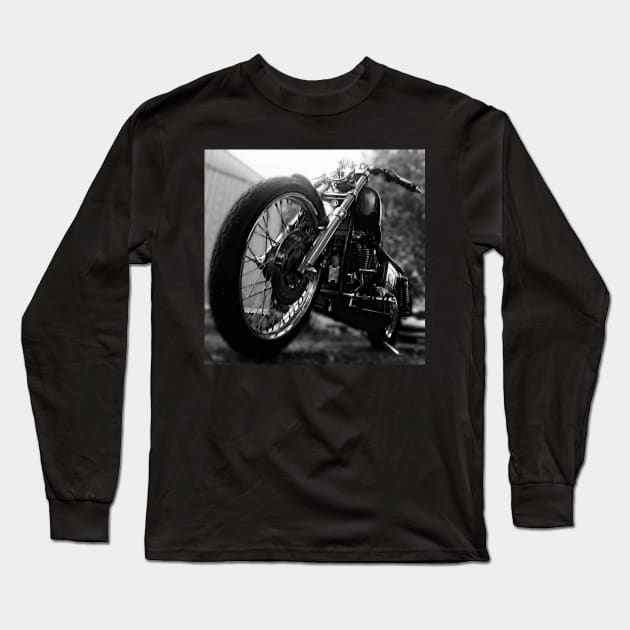 Motorcycle Black & White Long Sleeve T-Shirt by Atomus